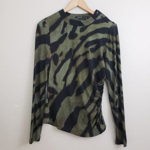 CARLISLE Abstract Animal Print Long Sleeve Blouse